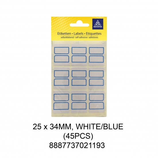 MAYSPIES MS-FLAG WITH PERFORATION COLOUR LABEL / 5 SHEETS/PKT / 45PCS / 25X34MM WHITE/BLUE